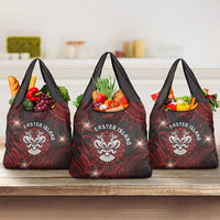 Easter Island Grocery Bag Hibiscus Polynesian Tribal Pattern DT05 3-pack One Size Black - Polynesian Pride