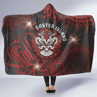 Easter Island Hooded Blanket Hibiscus Polynesian Tribal Pattern DT05 One Size Black - Polynesian Pride
