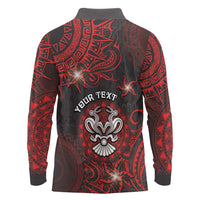 Personalised Easter Island Long Sleeve Polo Shirt Hibiscus Polynesian Tribal Pattern