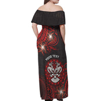 Personalised Easter Island Off Shoulder Maxi Dress Hibiscus Polynesian Tribal Pattern DT05 - Polynesian Pride