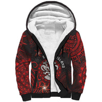 Personalised Easter Island Sherpa Hoodie Hibiscus Polynesian Tribal Pattern DT05 Unisex Black - Polynesian Pride