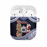 Samoa Christmas AirPods Case Samoan Siva Dance With Santa DT05 Navy - Polynesian Pride