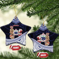 Samoa Christmas Ceramic Ornament Samoan Siva Dance With Santa DT05 Star Navy - Polynesian Pride