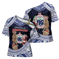 Samoa Christmas Cross Shoulder Shirt Samoan Siva Dance With Santa - Polynesian Pride