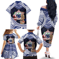 Samoa Christmas Family Matching Off The Shoulder Long Sleeve Dress and Hawaiian Shirt Samoan Siva Dance With Santa - Polynesian Pride
