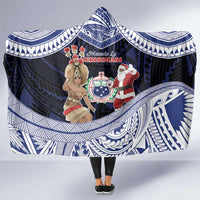 Samoa Christmas Hooded Blanket Samoan Siva Dance With Santa - Polynesian Pride