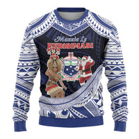 Samoa Christmas Ugly Christmas Sweater Samoan Siva Dance With Santa - Polynesian Pride