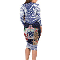 Samoa Christmas Long Sleeve Bodycon Dress Samoan Siva Dance With Santa - Polynesian Pride