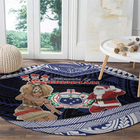 Samoa Christmas Round Carpet Samoan Siva Dance With Santa - Polynesian Pride