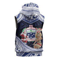 Samoa Christmas Sleeveless Zip Hoodie Samoan Siva Dance With Santa DT05 - Polynesian Pride