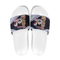 Samoa Christmas Slide Sandals Samoan Siva Dance With Santa - Polynesian Pride