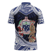 Samoa Christmas Zipper Polo Shirt Samoan Siva Dance With Santa DT05 - Polynesian Pride