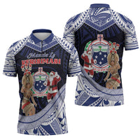 Samoa Christmas Zipper Polo Shirt Samoan Siva Dance With Santa - Polynesian Pride