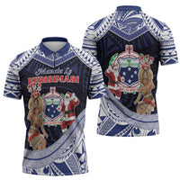 Samoa Christmas Zipper Polo Shirt Samoan Siva Dance With Santa DT05 - Polynesian Pride