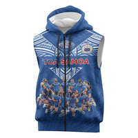 Toa Samoa Sleeveless Zip Hoodie Samoan Warrior Spirit Rugby DT05 Blue - Polynesian Pride