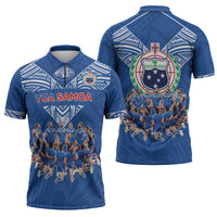 Toa Samoa Zipper Polo Shirt Samoan Warrior Spirit Rugby - Polynesian Pride