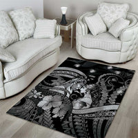 Maori Romantic Valentine Area Rug The Hongi Kiss Black Galaxy DT05 - Polynesian Pride