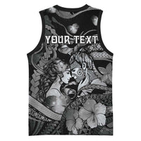 Personalised Maori Romantic Valentine Basketball Jersey The Hongi Kiss Black Galaxy DT05 - Polynesian Pride
