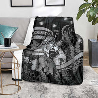 Maori Romantic Valentine Blanket The Hongi Kiss Black Galaxy DT05 - Polynesian Pride