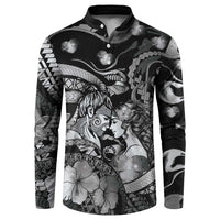 Personalised Maori Romantic Valentine Button Sweatshirt The Hongi Kiss Black Galaxy DT05 Black - Polynesian Pride