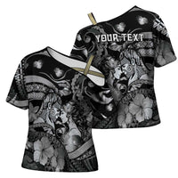 Personalised Maori Romantic Valentine Cross Shoulder Shirt The Hongi Kiss Black Galaxy DT05 - Polynesian Pride