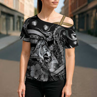 Personalised Maori Romantic Valentine Cross Shoulder Shirt The Hongi Kiss Black Galaxy DT05 - Polynesian Pride