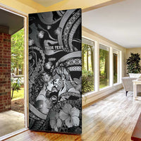 Personalised Maori Romantic Valentine Door Cover The Hongi Kiss Black Galaxy DT05 - Polynesian Pride