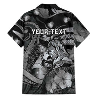 Personalised Maori Romantic Valentine Family Matching Long Sleeve Bodycon Dress and Hawaiian Shirt The Hongi Kiss Black Galaxy