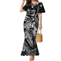Personalised Maori Romantic Valentine Family Matching Mermaid Dress and Hawaiian Shirt The Hongi Kiss Black Galaxy
