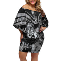 Personalised Maori Romantic Valentine Family Matching Off Shoulder Short Dress and Hawaiian Shirt The Hongi Kiss Black Galaxy