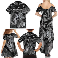 Personalised Maori Romantic Valentine Family Matching Summer Maxi Dress and Hawaiian Shirt The Hongi Kiss Black Galaxy