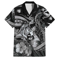 Personalised Maori Romantic Valentine Family Matching Summer Maxi Dress and Hawaiian Shirt The Hongi Kiss Black Galaxy