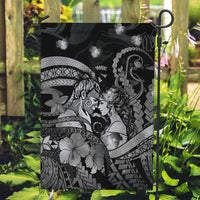 Maori Romantic Valentine Garden Flag The Hongi Kiss Black Galaxy DT05 Garden Flag Black - Polynesian Pride