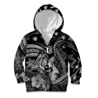 Personalised Maori Romantic Valentine Kid Hoodie The Hongi Kiss Black Galaxy DT05 Zip Hoodie Black - Polynesian Pride