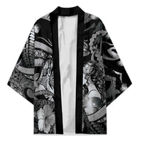 Personalised Maori Romantic Valentine Kimono The Hongi Kiss Black Galaxy DT05 Unisex Black - Polynesian Pride