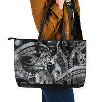 Maori Romantic Valentine Leather Tote Bag The Hongi Kiss Black Galaxy DT05 - Polynesian Pride