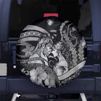 Maori Romantic Valentine Spare Tire Cover The Hongi Kiss Black Galaxy DT05 No hole Black - Polynesian Pride