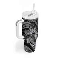Personalised Maori Romantic Valentine Tumbler With Handle The Hongi Kiss Black Galaxy DT05 - Polynesian Pride