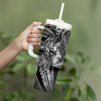 Personalised Maori Romantic Valentine Tumbler With Handle The Hongi Kiss Black Galaxy DT05 - Polynesian Pride