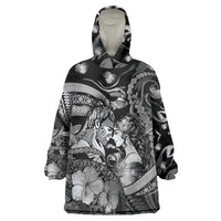 Personalised Maori Romantic Valentine Wearable Blanket Hoodie The Hongi Kiss Black Galaxy