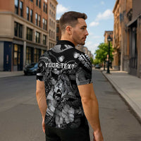 Personalised Maori Romantic Valentine Zipper Polo Shirt The Hongi Kiss Black Galaxy DT05 - Polynesian Pride