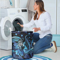 Maori Romantic Valentine Laundry Basket The Hongi Kiss Blue Galaxy DT05 - Polynesian Pride