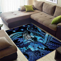 Maori Romantic Valentine Area Rug The Hongi Kiss Blue Galaxy DT05 - Polynesian Pride