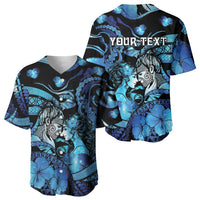 Personalised Maori Romantic Valentine Baseball Jersey The Hongi Kiss Blue Galaxy DT05 - Polynesian Pride