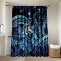 Maori Romantic Valentine Bathroom Set The Hongi Kiss Blue Galaxy DT05 Shower Curtain Only Blue - Polynesian Pride