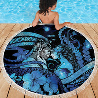 Maori Romantic Valentine Beach Blanket The Hongi Kiss Blue Galaxy DT05 - Polynesian Pride