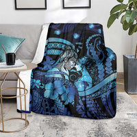 Maori Romantic Valentine Blanket The Hongi Kiss Blue Galaxy DT05 - Polynesian Pride