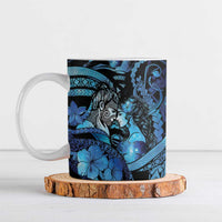 Personalised Maori Romantic Valentine Ceramic Mug The Hongi Kiss Blue Galaxy DT05 Blue - Polynesian Pride