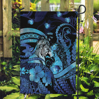 Maori Romantic Valentine Garden Flag The Hongi Kiss Blue Galaxy DT05 Garden Flag Blue - Polynesian Pride