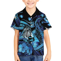 Personalised Maori Romantic Valentine Hawaiian Shirt The Hongi Kiss Blue Galaxy DT05 - Polynesian Pride
